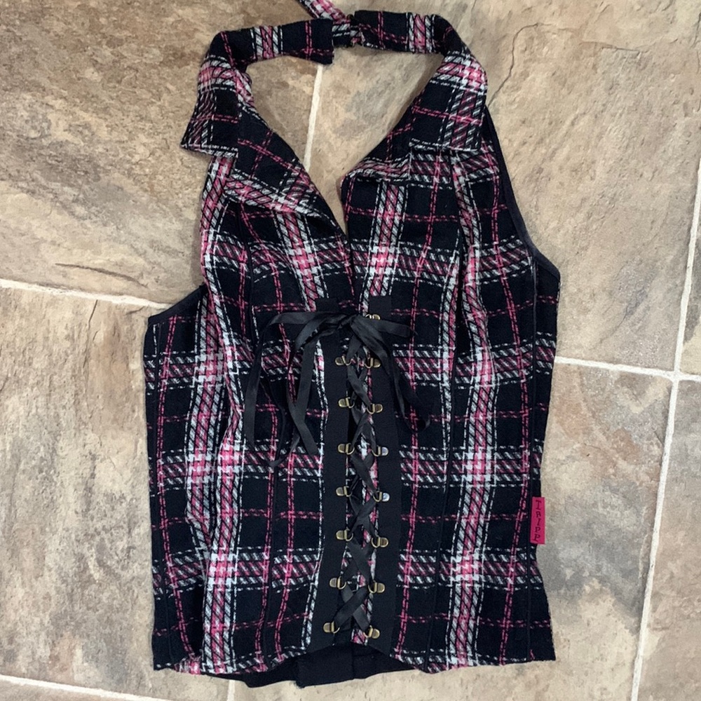 Tripp Pink and Black plaid Corset